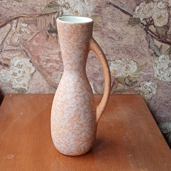 Vintage W. Germany vaasje in wit en roze vlekken